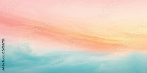 Cuadro en lienzo Sunset Cloudscape with Sun and Golden Light over Ocean Horizon, Colorful Sky wit