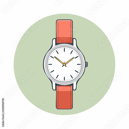Wristwatch with Red Strap