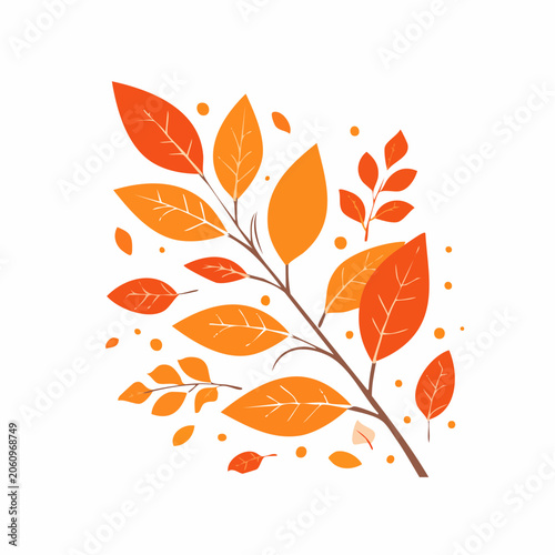 Autumn Leaves Branch Illustration