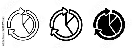 Foto Circular Progress Bar Icons, Cycle Arrows with Pie Chart Segments, Data Visualiz