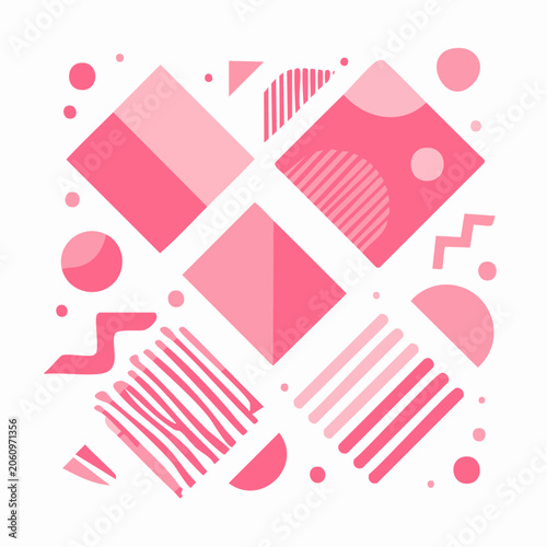 Pink Geometric Shapes Abstract Background