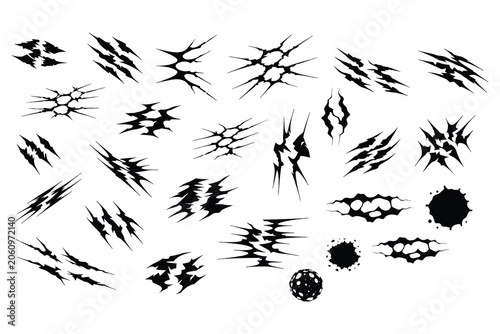 Принти на полотні Claw marks and torn holes vector illustration set for creative horror or action designs