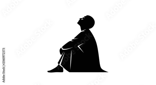 Fotografie Person Looking Up Silhouette Vector
