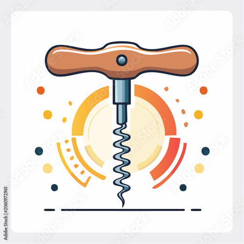 Illustration of a Corkscrew with Abstract Circular Elements