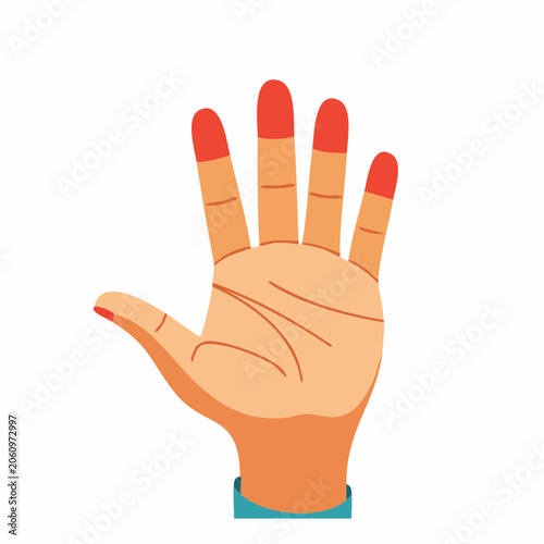 Illustration of a Hand with Red Fingertips