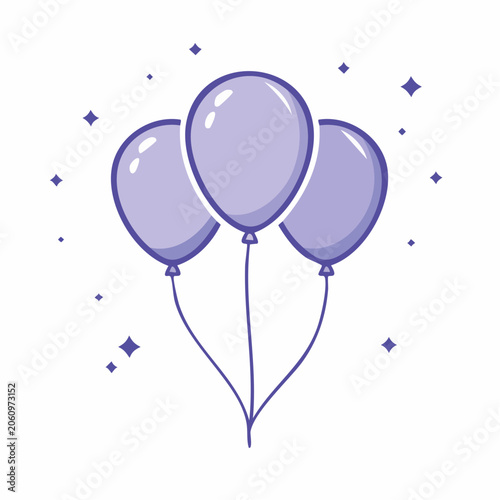 Three Purple Balloons with Sparkles