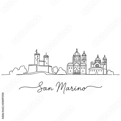 San Marino Line Art Silhouette: Iconic Landmarks And Cityscape