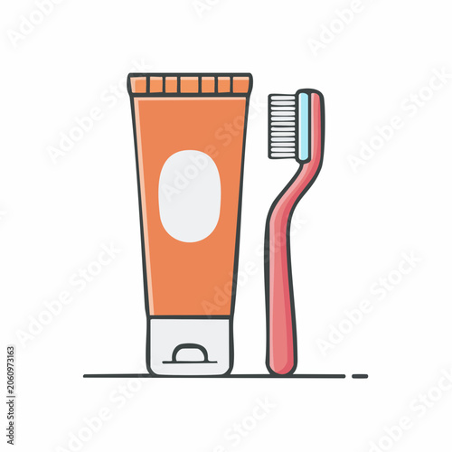 Toothpaste tube and toothbrush icon