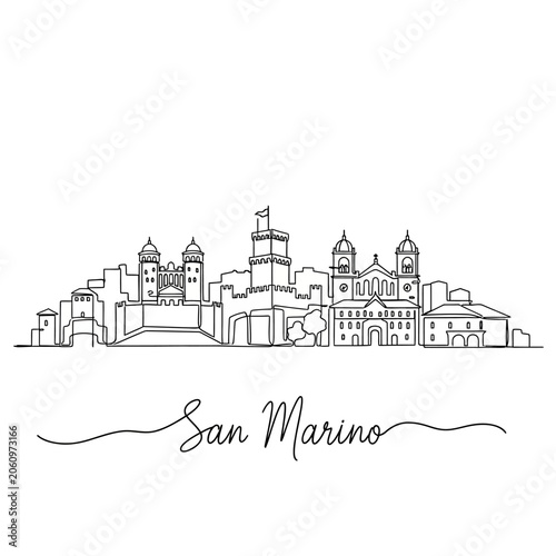 San Marino Skyline - Minimalist Line Art Illustration