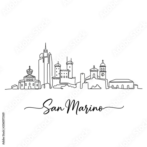 San Marino Skyline - Minimalist Line Art Illustration