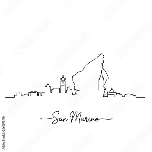 San Marino Skyline - Minimalist Line Art Illustration
