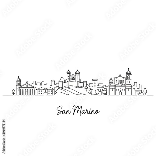 San Marino Skyline - Minimalist Line Art Illustration