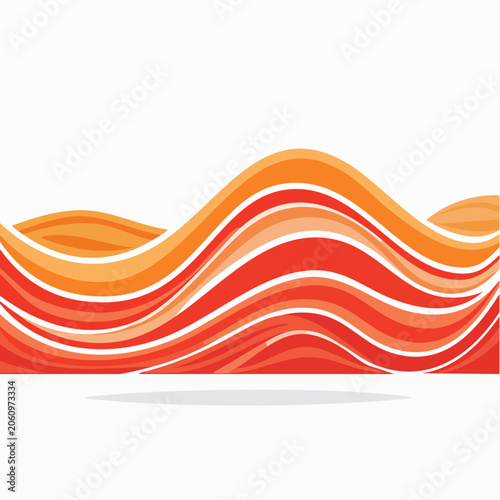 Abstract Wavy Lines Background in Red and Orange