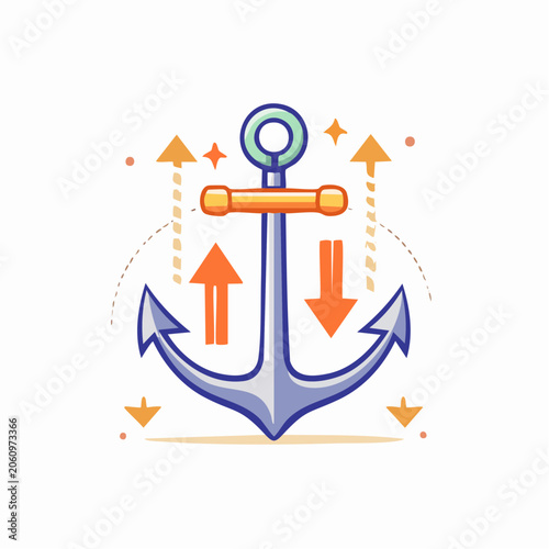 Anchor with Up and Down Arrows Illustration
