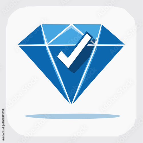 Blue Diamond with White Check Mark Icon
