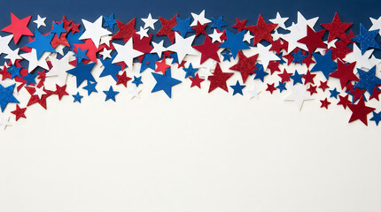 Red white and blue stars border for patriotic holiday