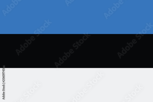 Fotografía Estonian national flag with horizontal stripes of blue black and white