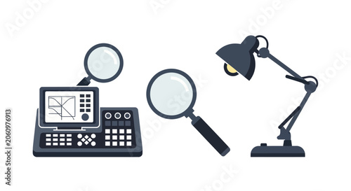 Photos Scientific Equipment and Tools Flat Design Vector