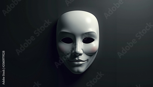 Artistic mask with a mysterious expression on a dark background