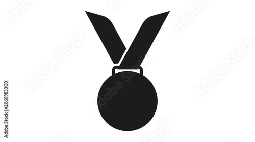 Tablou pe pânză Award medal with ribbons black silhouette ribbon