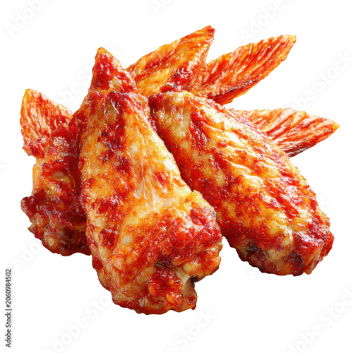 Spicy Chicken Wings Grouped Together With Red Seasoning Isolated fried baked isolated on a transparent background