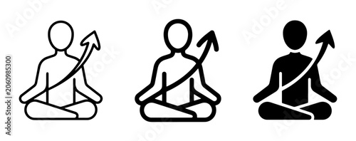 Obraz na płótnie Meditation Growth Icons, Zen Mindfulness Progress, Personal Development Symbols,