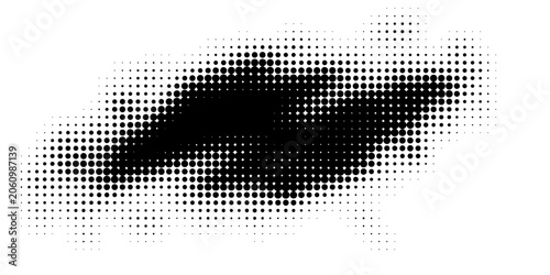Fotografie An abstract, irregular black shape composed of halftone dots