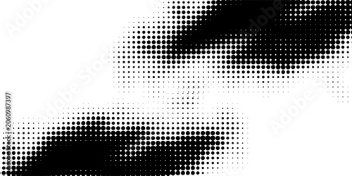 Fotografie An abstract, irregular black shape composed of halftone dots