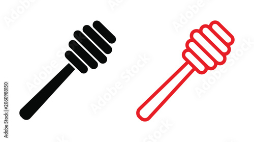 Schilderij op canvas Honey dipper silhouettes in black and red simple vector illustration