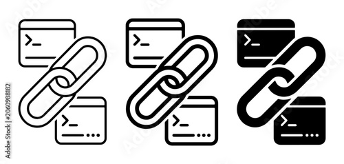 Tableau sur toile Link Icons, Chain Symbols, and Code Snippets for Web Development and Connectivit