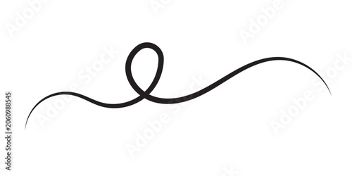 Konstfotografi A thin, black thread curves and loops, ending with a needle tip