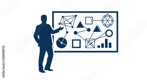 Businessman Presenting Data Visualization Vector Illustration