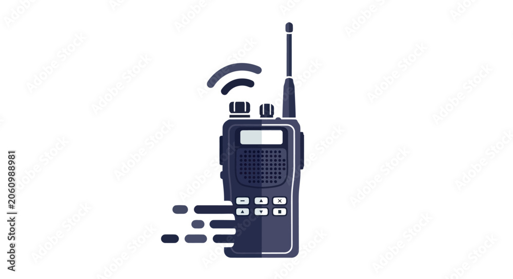 Fototapeta premium Walkie Talkie Flat Vector Illustration