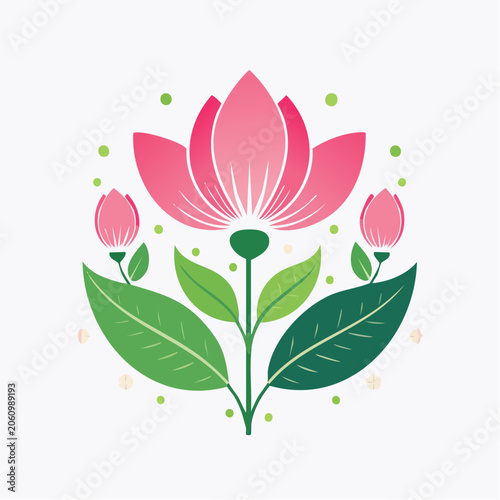 Stylized Pink Lotus Flower Illustration