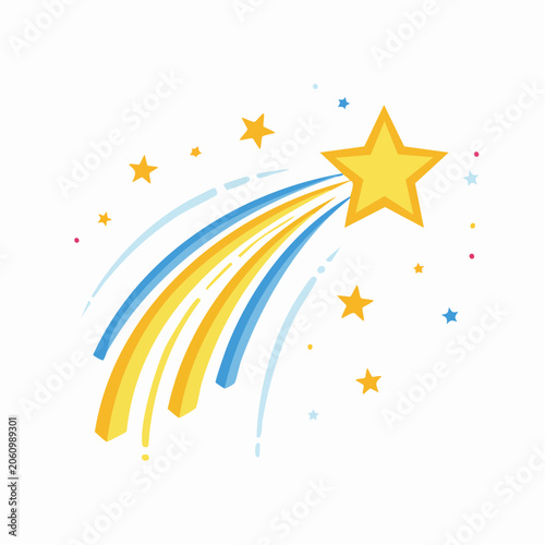 Yellow Shooting Star with Blue and Yellow Trails