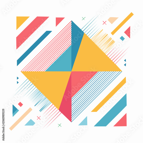 Abstract Geometric Pattern with Diagonal Lines and Triangles