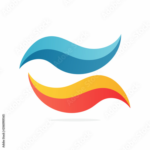 Abstract Blue and Orange Waves Logo