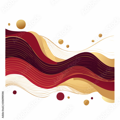 Abstract Wavy Lines with Gold Circles