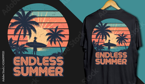 ENDLESS SUMMER Typography T-Shirt and Hoodie Design – Vintage Beach Vacation Quote Graphic