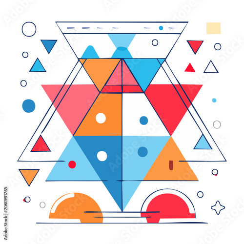 Abstract geometric shapes illustration with triangles and circles