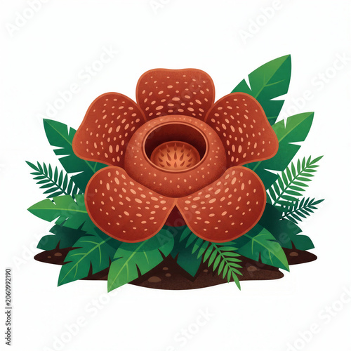Rafflesia Arnoldii Exotic Tropical Flower Vector Illustration Isolated on White Background
