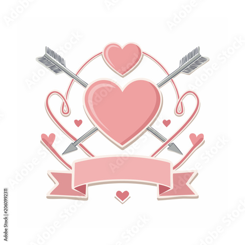 Pink Heart with Arrows and Candy Canes Illustration