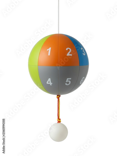 Colorful numbered ball toy with transparent background