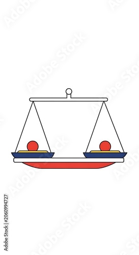 Illustration of a Balanced Scale with Weights.