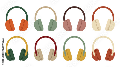 Tableau sur toile Multi-colored winter earmuffs for cold weather protection.