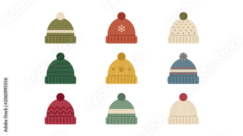 Принти на полотні Patterned knit winter hat variety set.