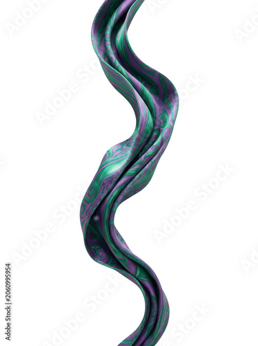 Purple and green swirling fabric with transparent background