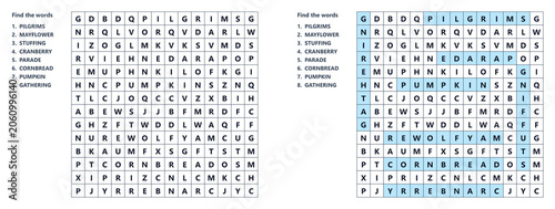 Tableau sur toile Thanksgiving Vocabulary Word Search Worksheet, Mystery word puzzle