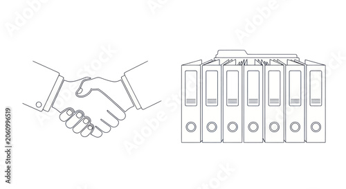 Quadro su tela Business Handshake and Office Binders Icon Set