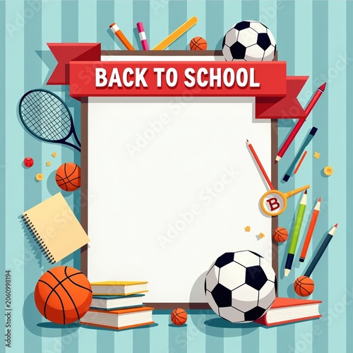 Back to School Sports Theme Design with Ample Blank Space for Text